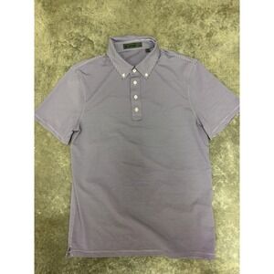 G/FORE Mens‎ Striped Golf Polo Shirt Button Down Purple White